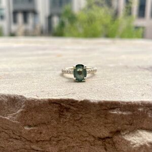 Green Sapphire Diamond Ring